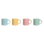 Ensemble de tasses à café Home ESPRIT Jaune Bleu Vert Rose Porcelaine 110 ml 4 Pièces Mamm