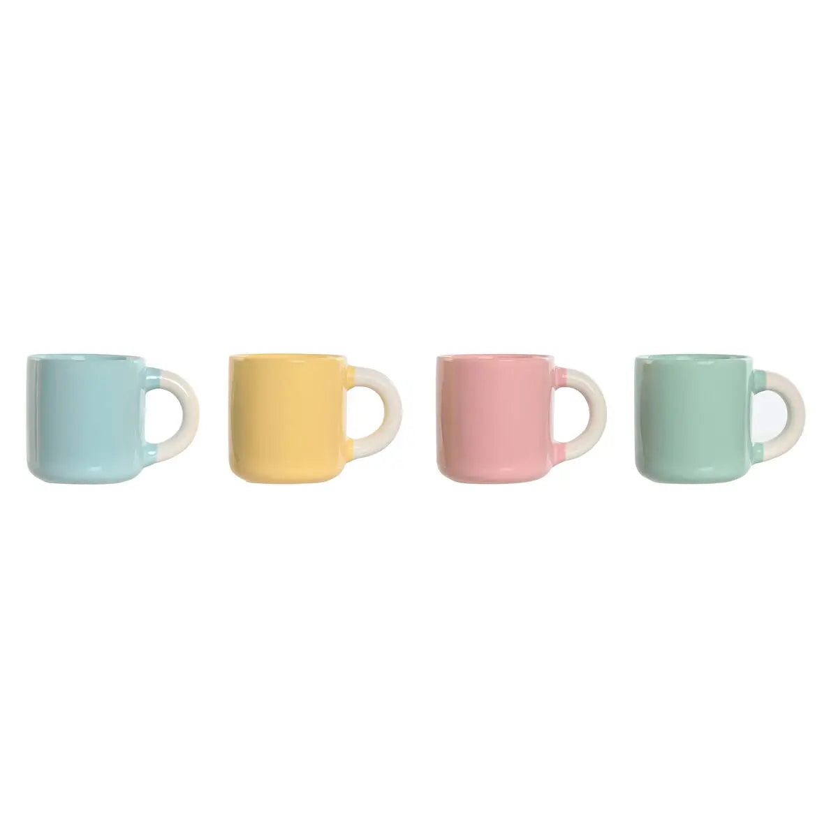 Ensemble de tasses à café Home ESPRIT Jaune Bleu Vert Rose Porcelaine 110 ml 4 Pièces Mamm