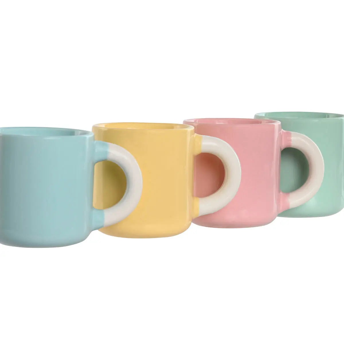 Ensemble de tasses à café Home ESPRIT Jaune Bleu Vert Rose Porcelaine 110 ml 4 Pièces Mamm