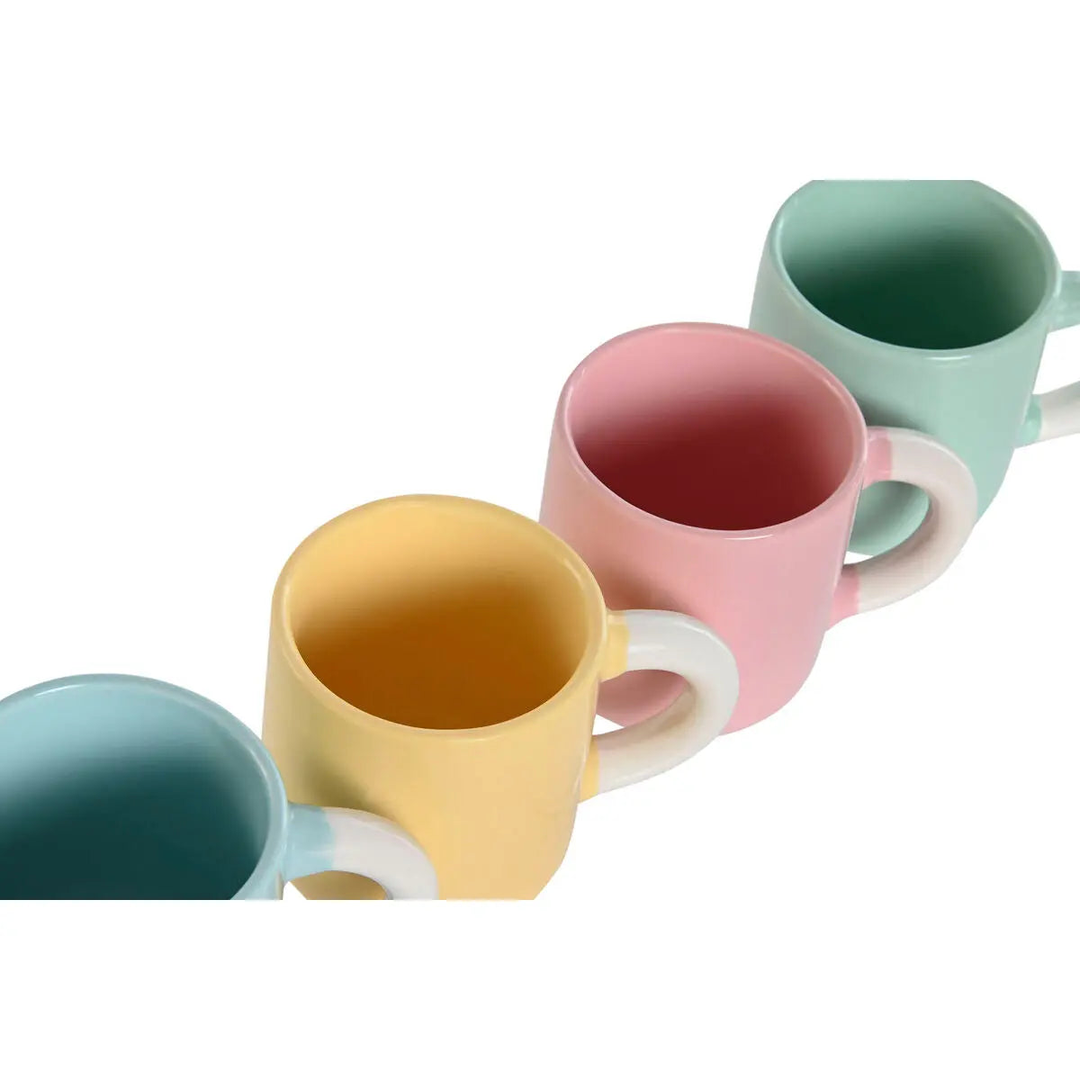 Ensemble de tasses à café Home ESPRIT Jaune Bleu Vert Rose Porcelaine 110 ml 4 Pièces Mamm