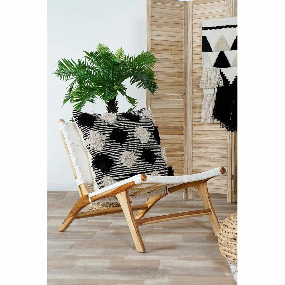 Fauteuil DKD Home Decor Blanc PVC Teck (65 x 80 x 68 cm) Bigbuy