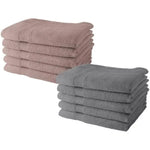 Lot de 10 serviettes de Toilette TODAY 50x90 cm 100% Coton - 5 roses des sables + 5 acier Mamm