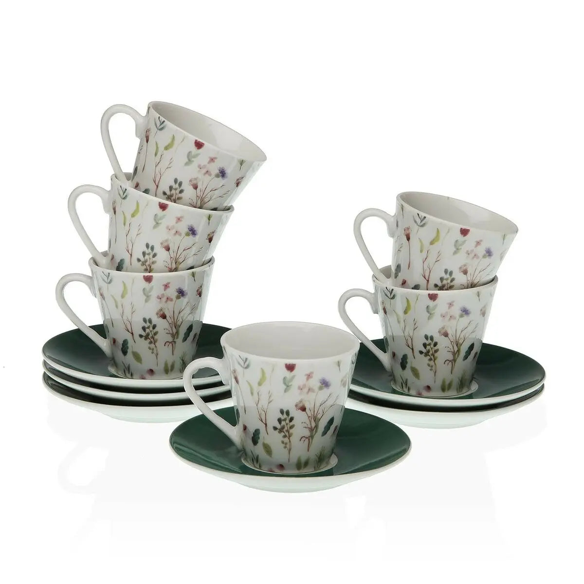 Lot de tasses avec soucoupes Versa Sansa Porcelaine 5,8 x 6 x 5,8 cm Café (12 Pièces) Mamm
