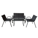 Marbueno Set Table et Chaises de Jardin Acier Noir Textilène 10468 Bigbuy