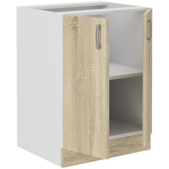 Meuble bas SARA - 2 portes - Décor chene sonoma - L60xP48xH82 cm - Plan de travail non inclus - Fabriqué en Pologne Mamm