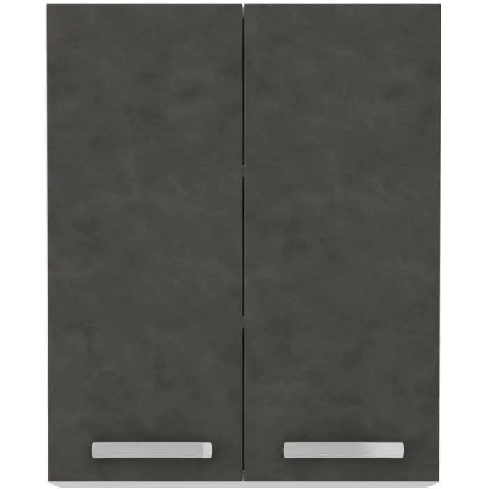 Meuble haut portes battantes - Gris mat - L 60 cm x P 31,6 x H 72 cm - LASSEN Mamm