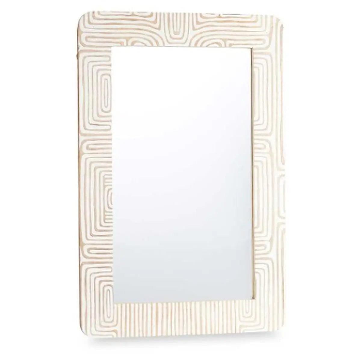 Miroir mural Blanc Marron Bois de manguier Courbe 90 x 60 x 2 cm Mamm