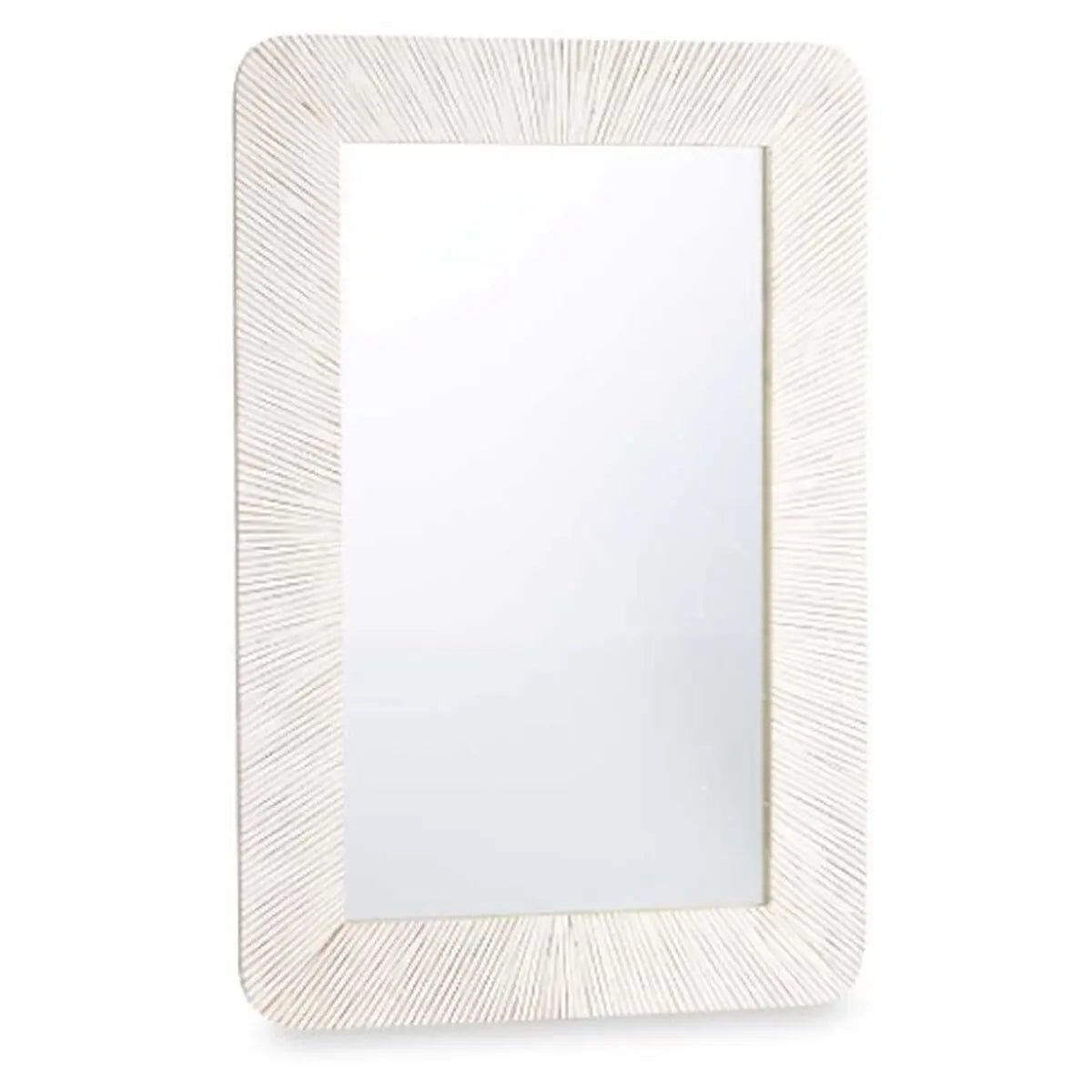 Miroir mural Blanc Marron Bois de manguier Rayures 90 x 60 x 2 cm Mamm