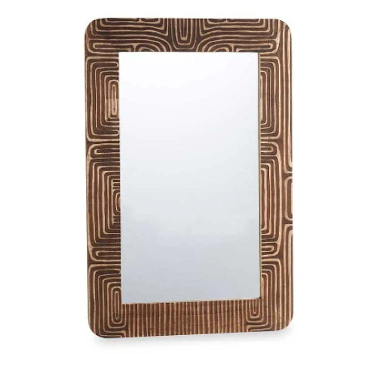 Miroir mural Marron Bois de manguier Courbe 90 x 60 x 2 cm Mamm