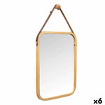 Miroir suspendu Naturel Cuir Bambou Rectangulaire 34 x 41,5 x 1,5 cm (6 Unités) Mamm