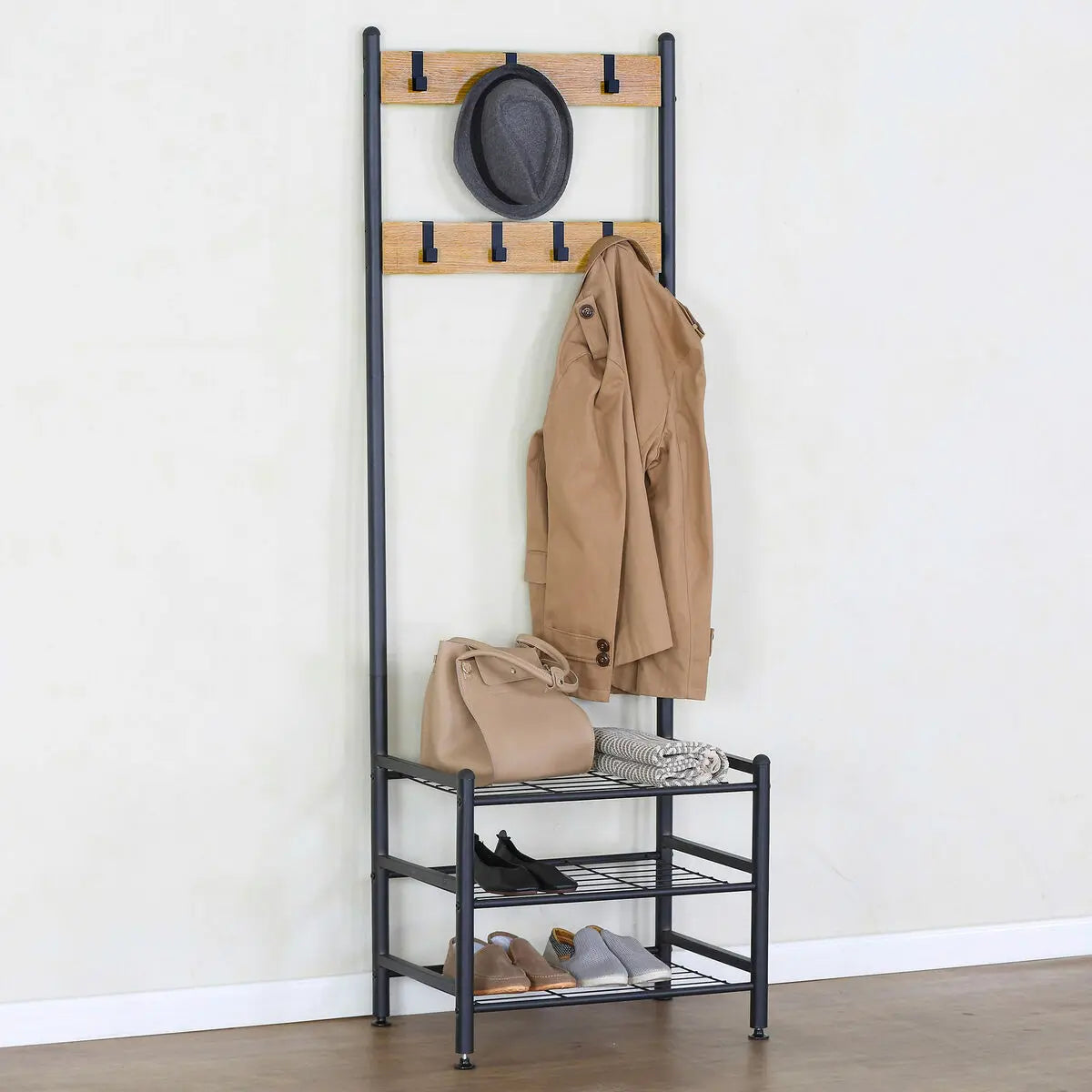 Porte-manteaux avec étagères Max Home Acier Mélamine Contre-plaqué Minimaliste 60 x 175 x 40 cm Bigbuy