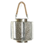 Pot à Bougie DKD Home Decor 21 x 21 x 23 cm Argenté Métal Corde Arabe Bigbuy