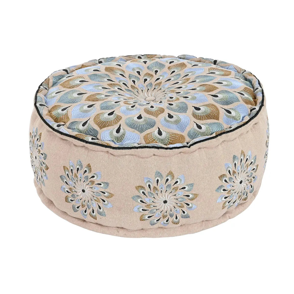 Pouf DKD Home Decor Bleu Beige Bigbuy