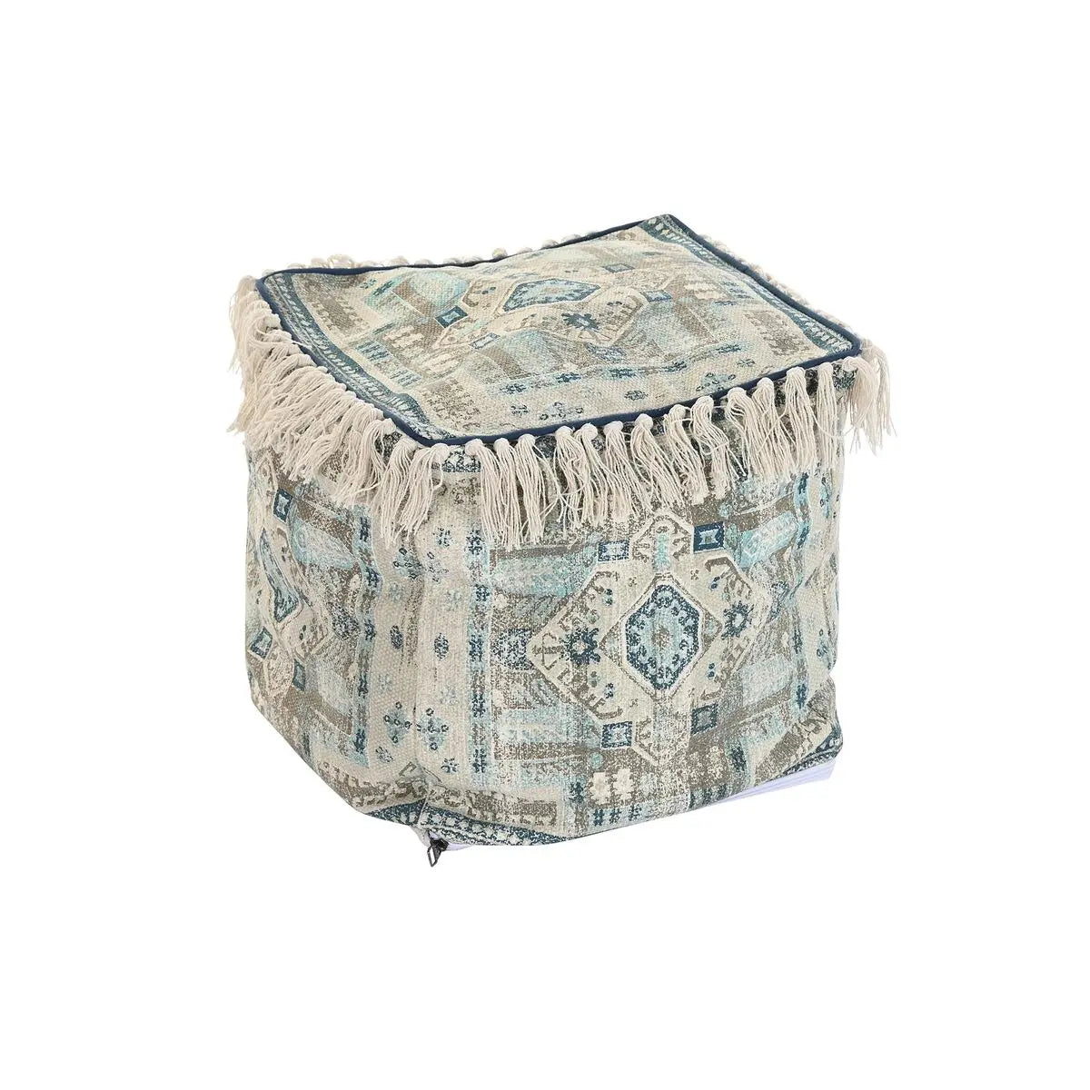 Pouf DKD Home Decor Casablanca Bleu Frange 40 x 40 x 40 cm Bigbuy