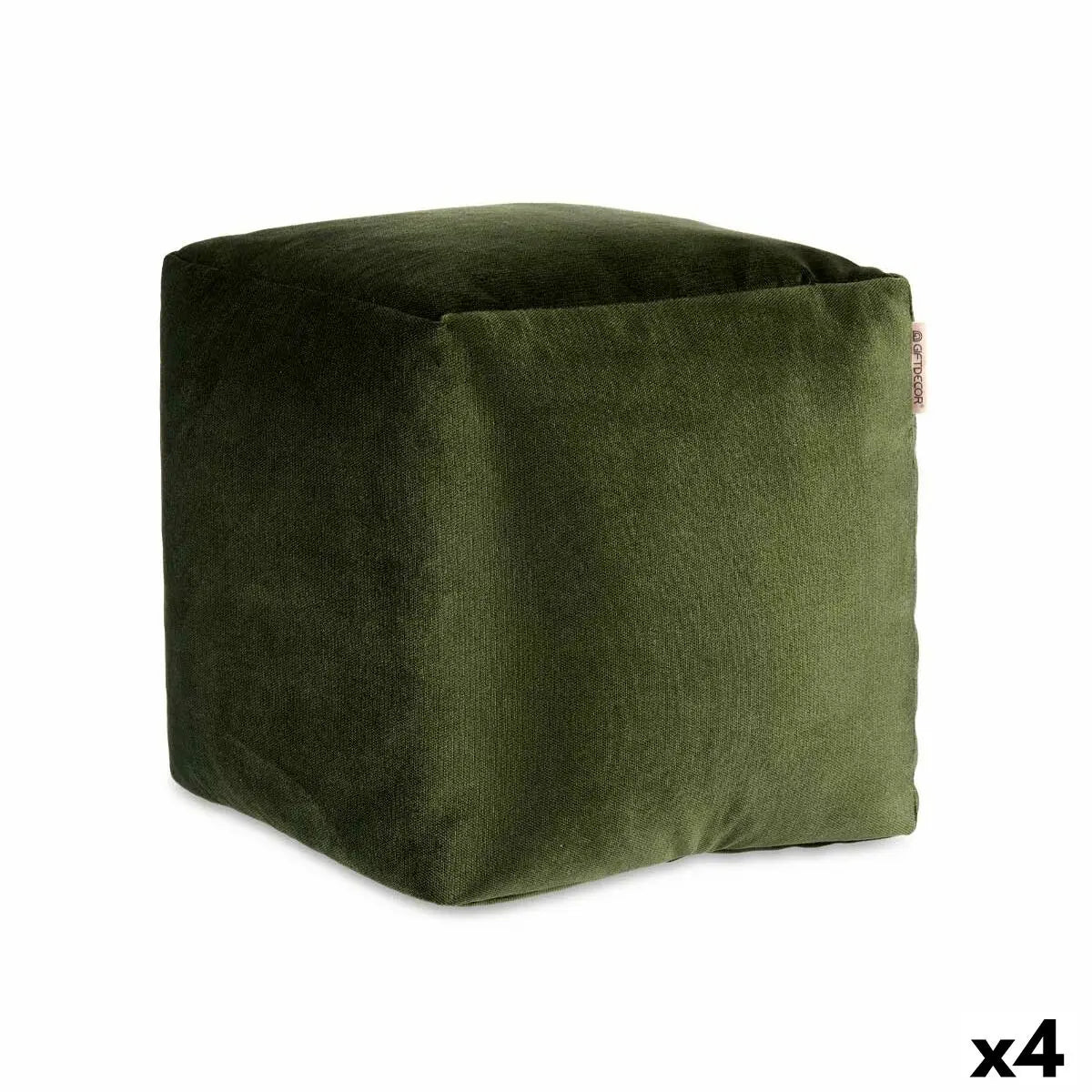 Pouf Velours Vert 30 x 30 x 30 cm (4 Unités) Bigbuy