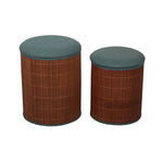 Pouf Versa Vert Lin Bambou Bois MDF Mamm