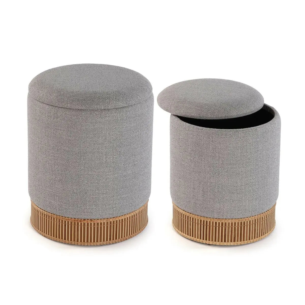 Pouf convertible Versa Gris Bambou Bois MDF 36 x 44 x 36 cm (2 Pièces) Bigbuy
