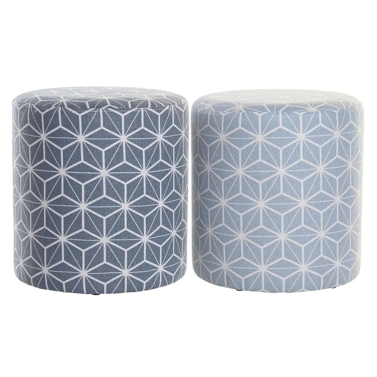 Repose-pied DKD Home Decor 31 x 31 x 33 cm Bleu Bleu ciel Pin Géométrique méditerranéen (2 Unités) Bigbuy