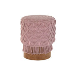 Repose-pied DKD Home Decor 43 x 43 x 51 cm Bois Marron Rose clair Macramé Boho Mamm