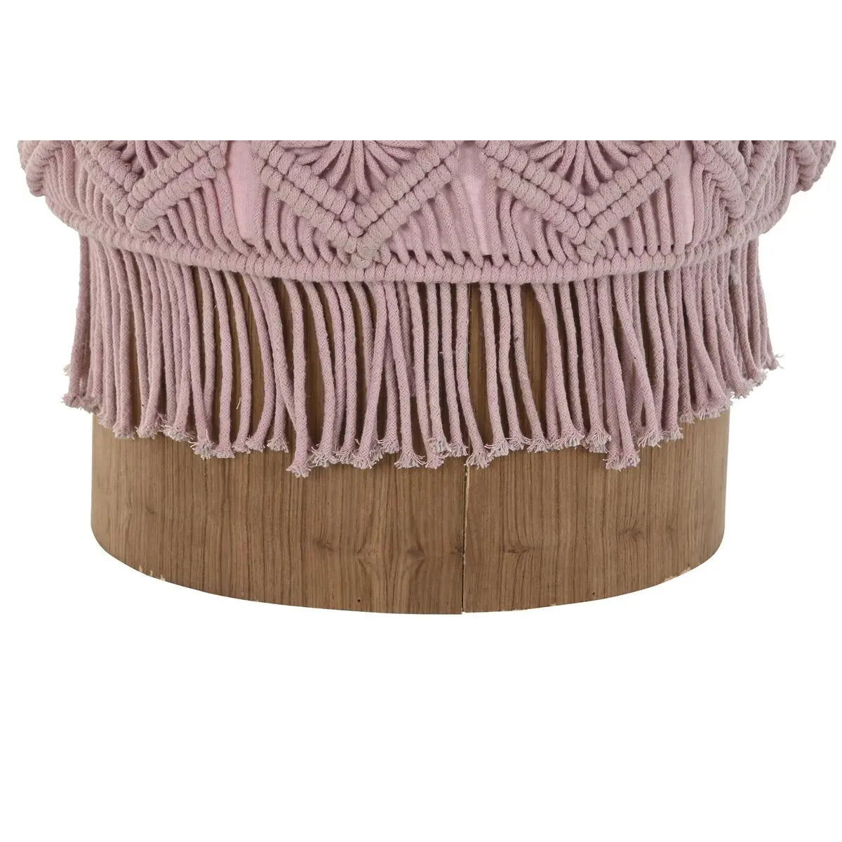 Repose-pied DKD Home Decor 43 x 43 x 51 cm Bois Marron Rose clair Macramé Boho Mamm