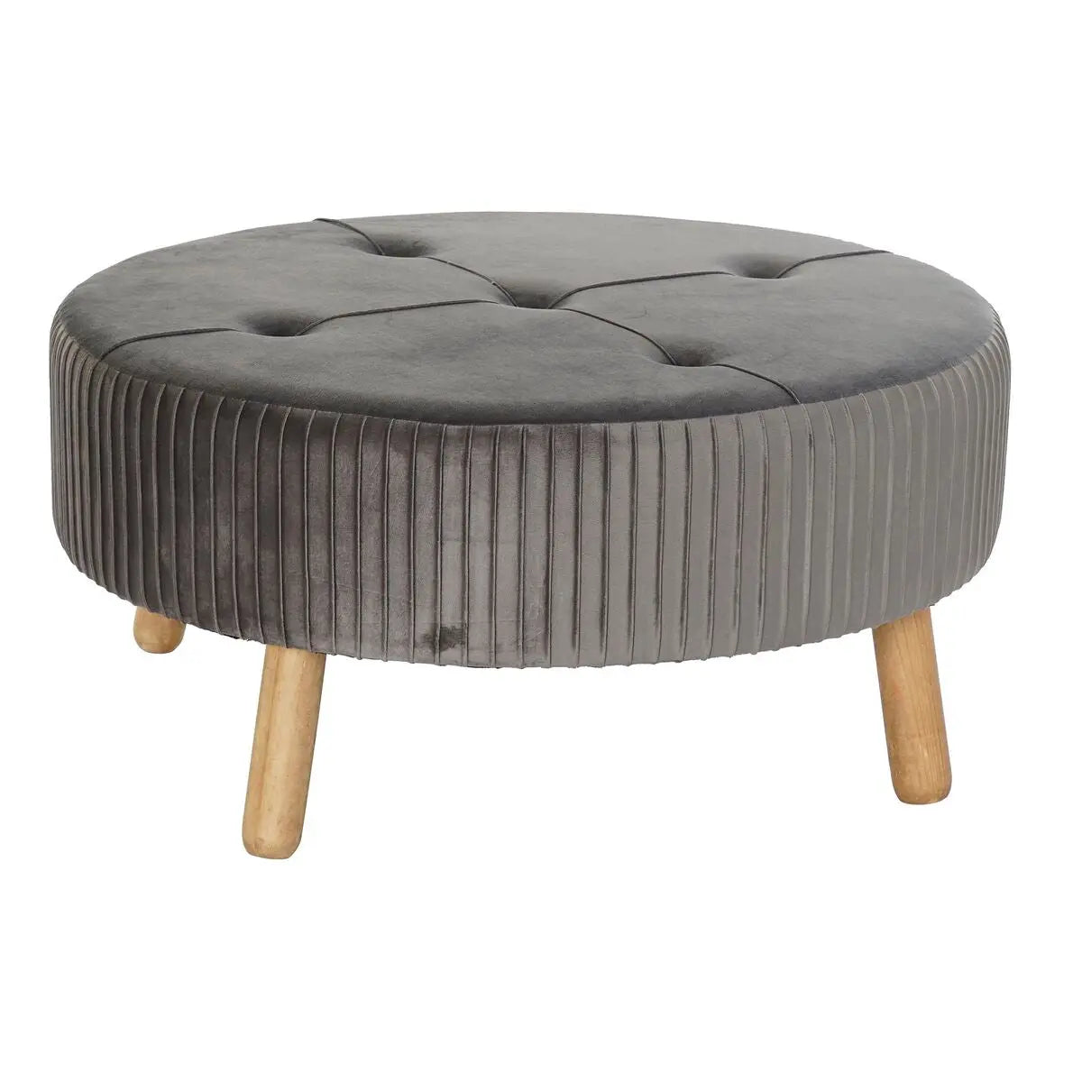 Repose-pied DKD Home Decor 80 x 80 x 38 cm Scandi Gris Bois Velours Gris foncé Velvet Bigbuy