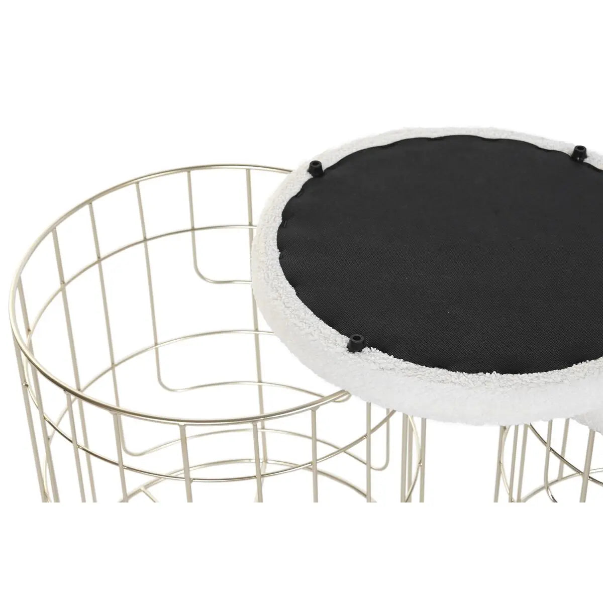 Repose-pied DKD Home Decor Beige Doré Métal Polyester Blanc Moderne (38 x 38 x 44 cm) (35 x 35 x 40 cm) Mamm