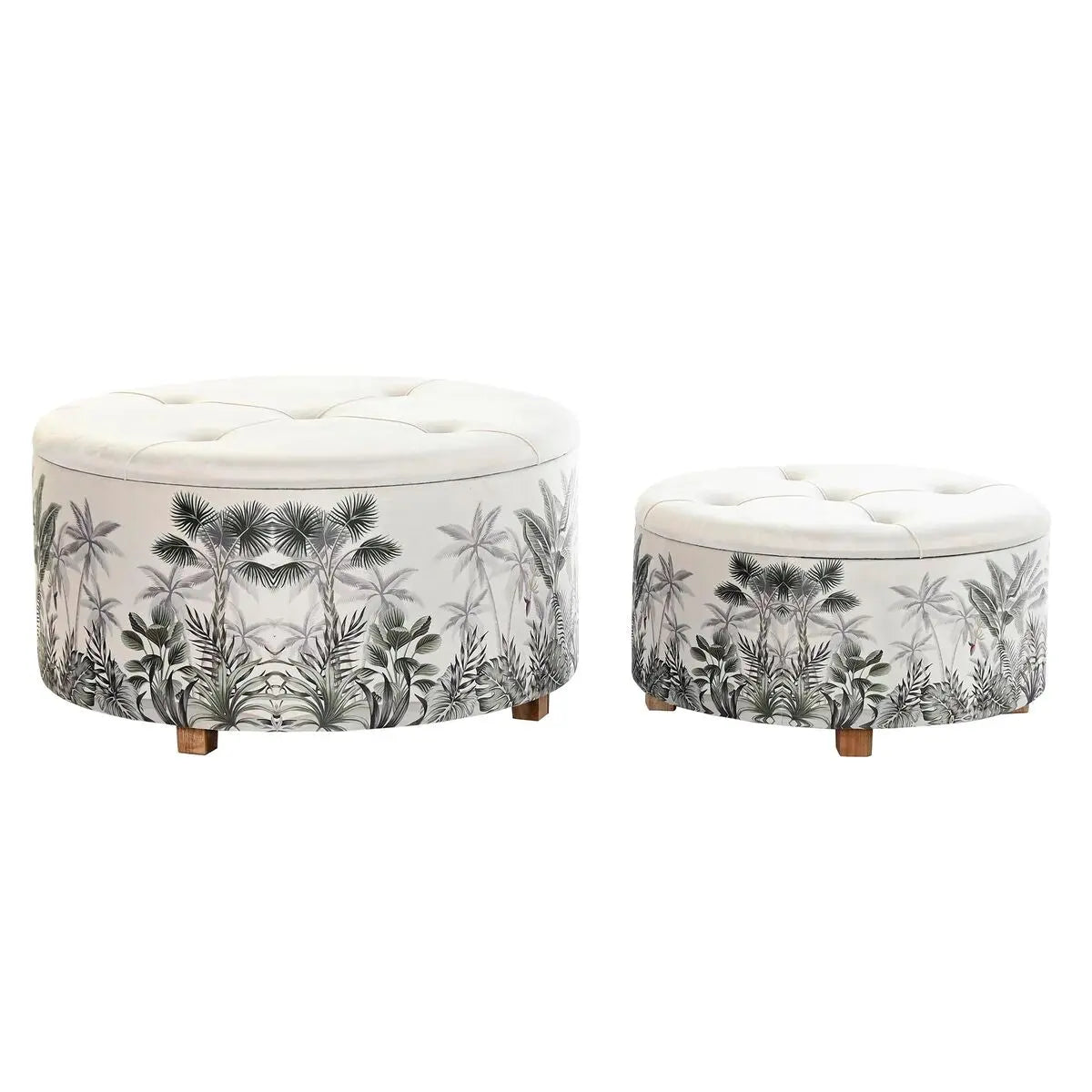 Repose-pied DKD Home Decor Beige Polyester MDF Vert Tropical (80 x 80 x 43 cm) Mamm