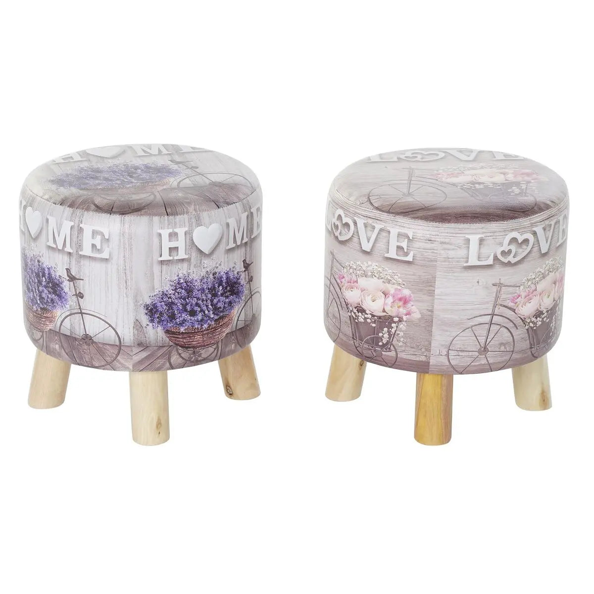 Repose-pied DKD Home Decor Gris Bicyclette Rose Lila PU Pin (30 x 30 x 30 cm) (2 Unités) (30 x 30 x 32 cm) Bigbuy