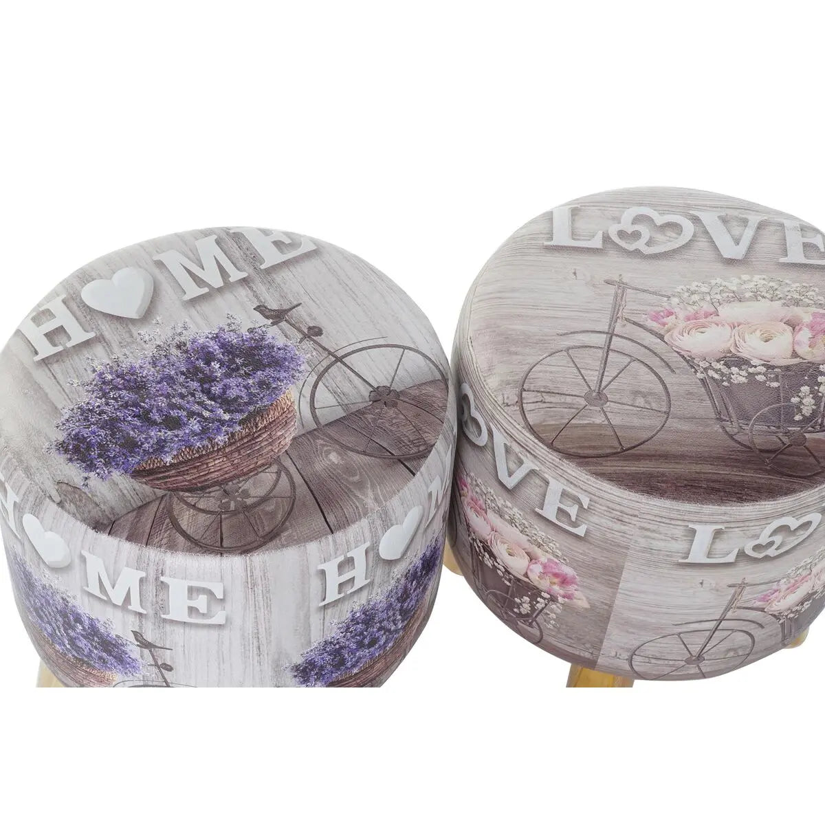 Repose-pied DKD Home Decor Gris Bicyclette Rose Lila PU Pin (30 x 30 x 30 cm) (2 Unités) (30 x 30 x 32 cm) Bigbuy