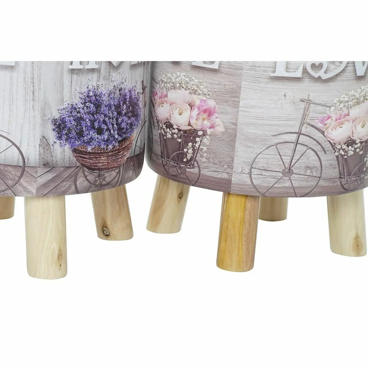 Repose-pied DKD Home Decor Gris Bicyclette Rose Lila PU Pin (30 x 30 x 30 cm) (2 Unités) (30 x 30 x 32 cm) Bigbuy