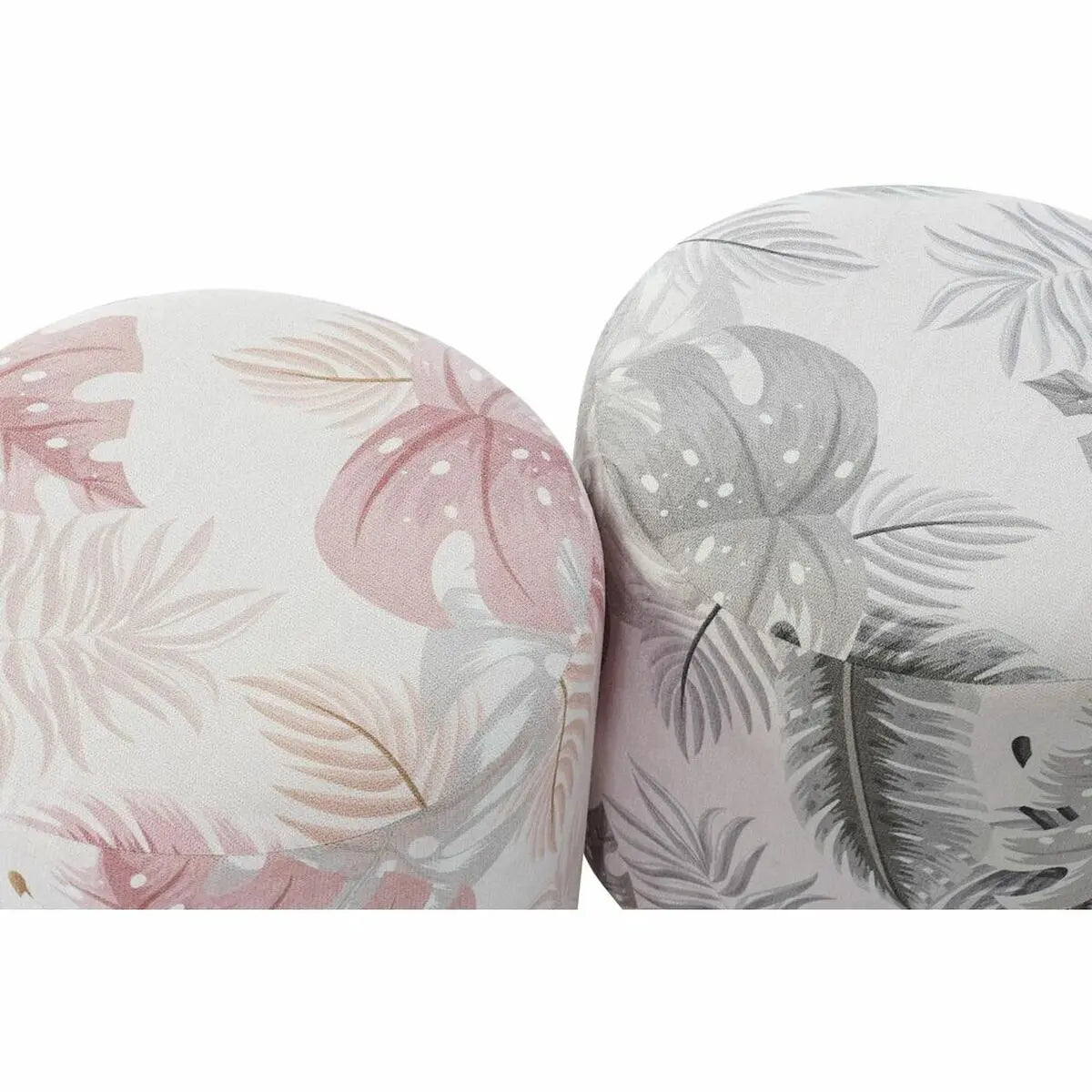 Repose-pied DKD Home Decor Gris Doré Bois Polyester Corail Tropical Feuille d'une plante (35 x 35 x 35 cm) (2 Unités) Bigbuy