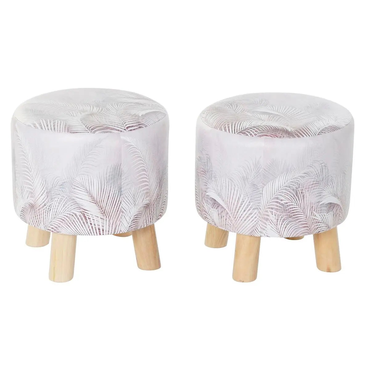 Repose-pied DKD Home Decor Gris PU Pin Tropical (30 x 30 x 30 cm) (2 Unités) (30 x 30 x 32 cm) Bigbuy