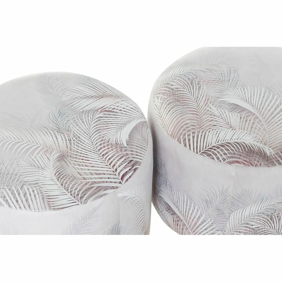 Repose-pied DKD Home Decor Gris PU Pin Tropical (30 x 30 x 30 cm) (2 Unités) (30 x 30 x 32 cm) Bigbuy