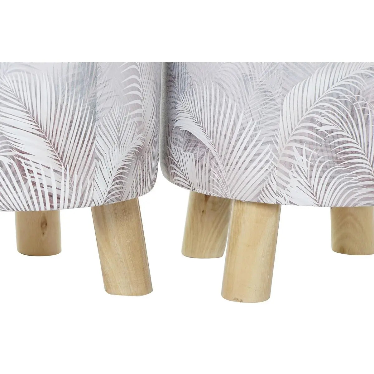 Repose-pied DKD Home Decor Gris PU Pin Tropical (30 x 30 x 30 cm) (2 Unités) (30 x 30 x 32 cm) Bigbuy