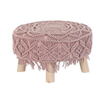 Repose-pied DKD Home Decor Naturel Rose clair Bois Boho Macramé 53 x 53 x 31 cm Mamm