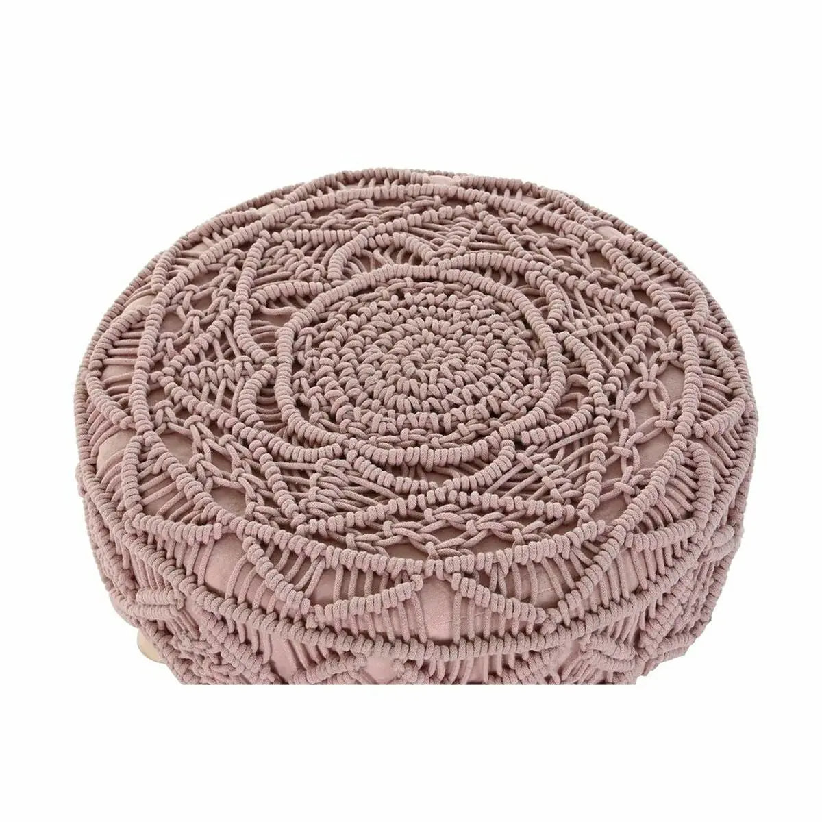 Repose-pied DKD Home Decor Naturel Rose clair Bois Boho Macramé 53 x 53 x 31 cm Mamm