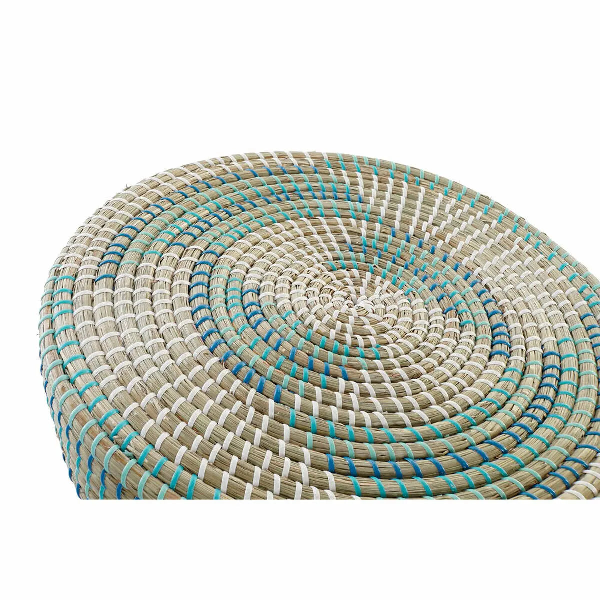 Repose-pied DKD Home Decor Naturel Turquoise Blanc Rotin Tropical Herbier marin (41 x 41 x 42 cm) Mamm