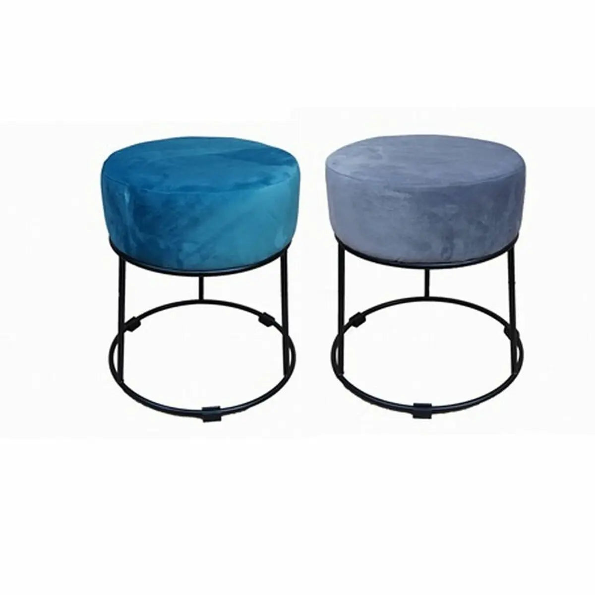 Repose-pied DKD Home Decor Noir Gris Métal Turquoise Polyester (36 x 36 x 37 cm) (2 Unités) Mamm