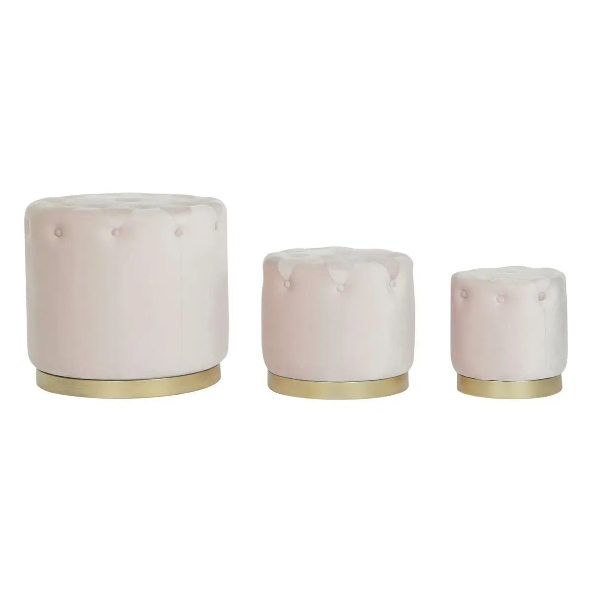 Repose-pied DKD Home Decor Rose Doré Bois MDF Velours 60 x 60 x 54 cm (3 Unités) Mamm