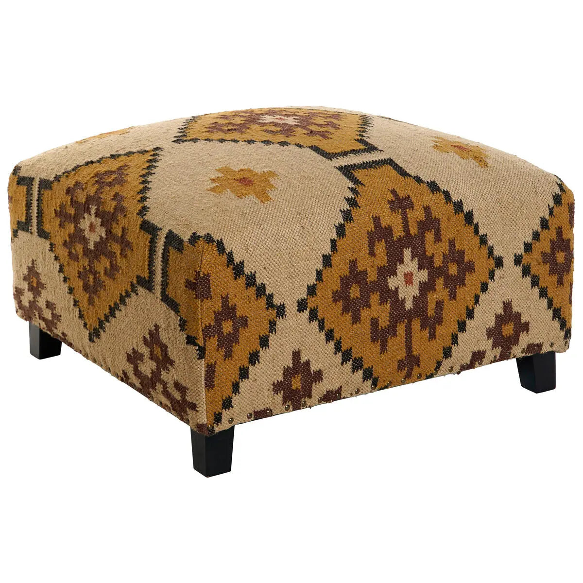 Repose-pied Home ESPRIT Beige Moutarde 80 x 80 x 44 cm Bigbuy