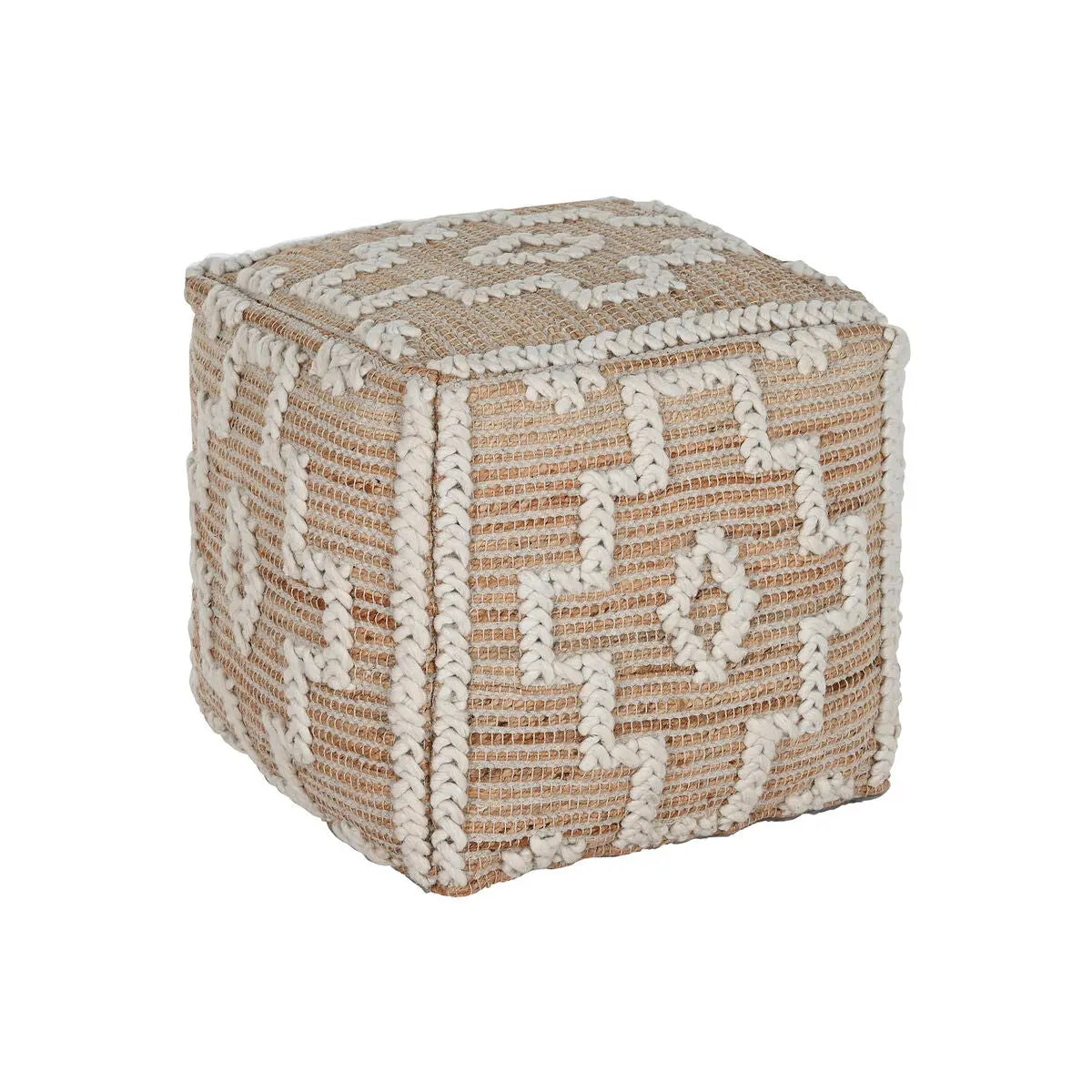 Repose-pied Home ESPRIT Blanc Naturel 45 x 45 x 45 cm Bigbuy