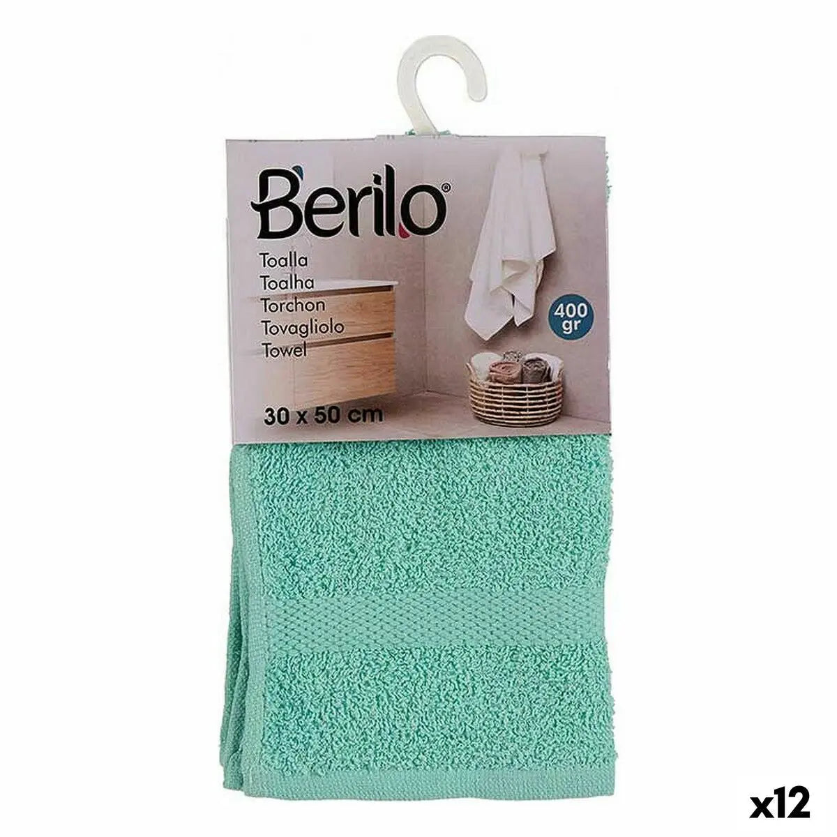 Serviette de toilette 30 x 0,5 x 50 cm Turquoise (12 Unités) Mamm