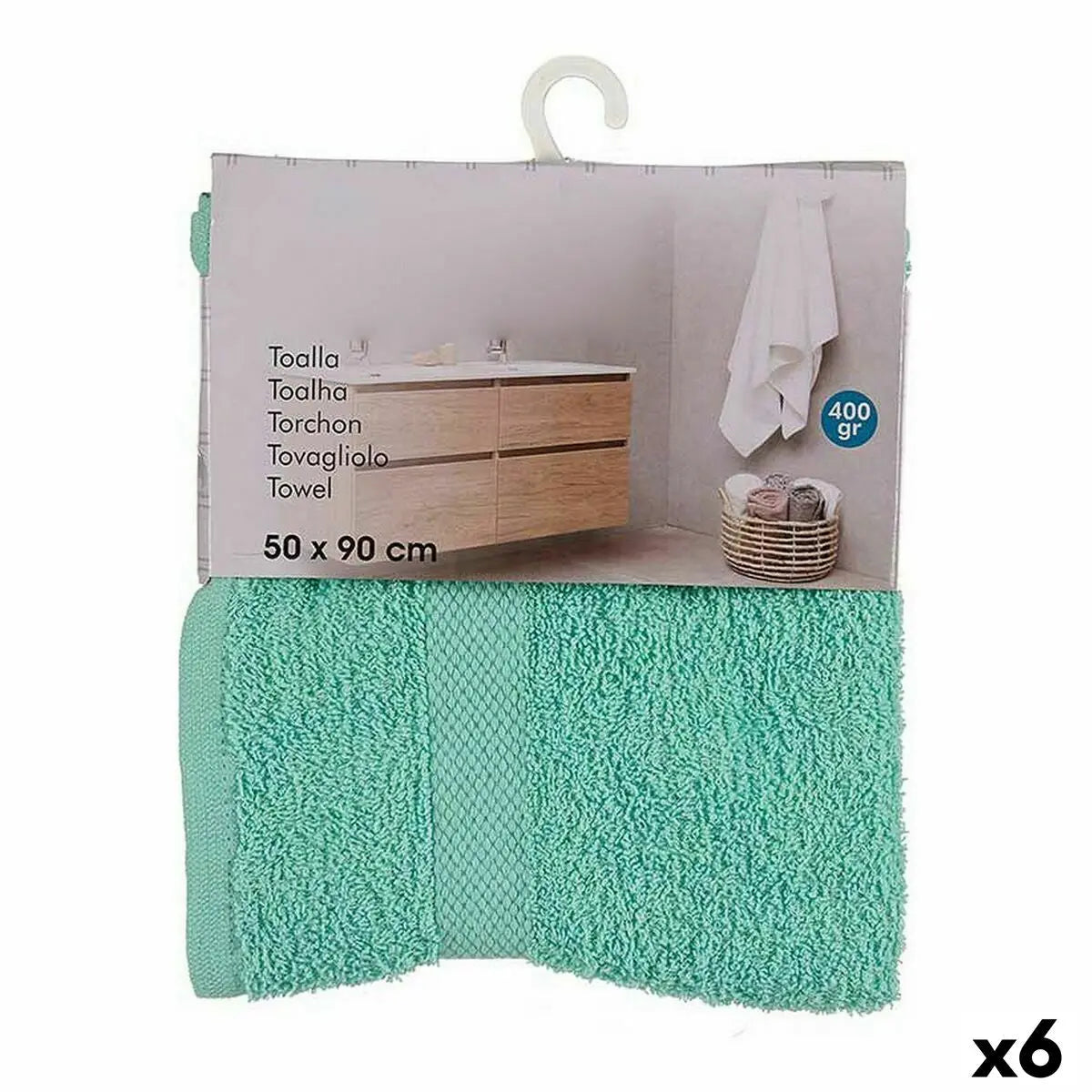 Serviette de toilette 50 x 90 cm Turquoise (6 Unités) Mamm