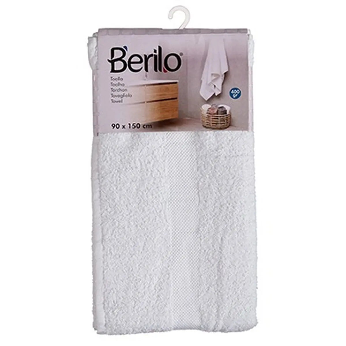 Serviette de toilette 90 x 150 cm Blanc (3 Unités) Mamm