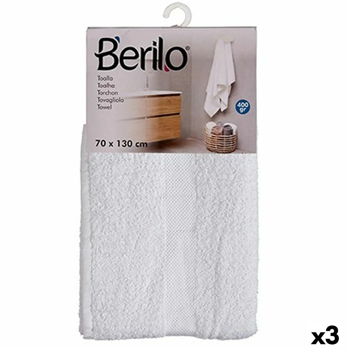 Serviette de toilette Blanc 70 x 130 cm (3 Unités) Mamm