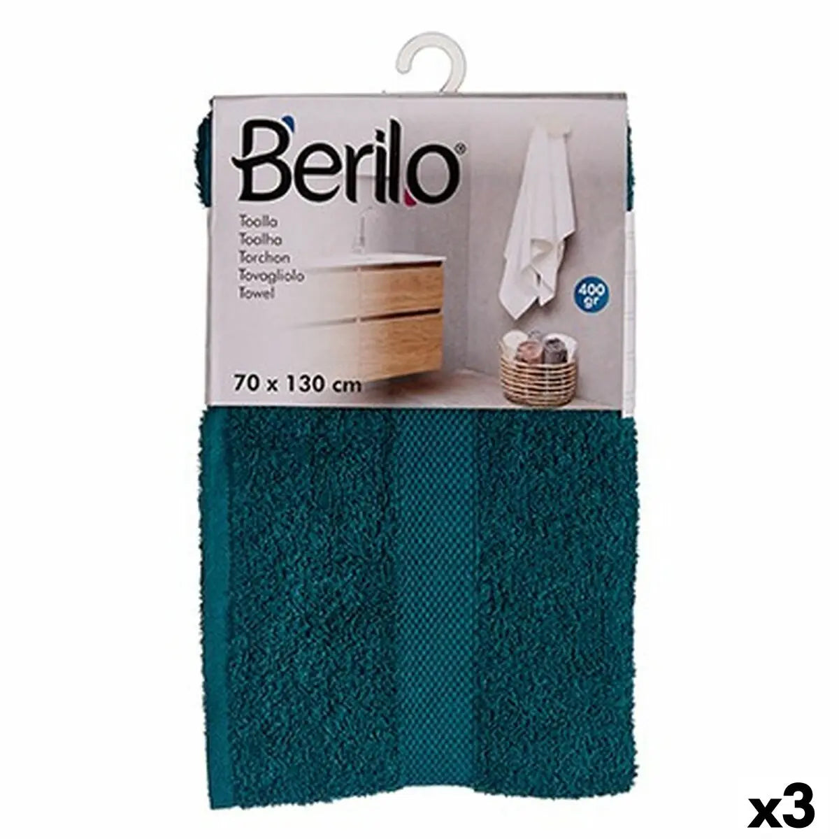 Serviette de toilette Bleu 70 x 130 cm (3 Unités) Mamm