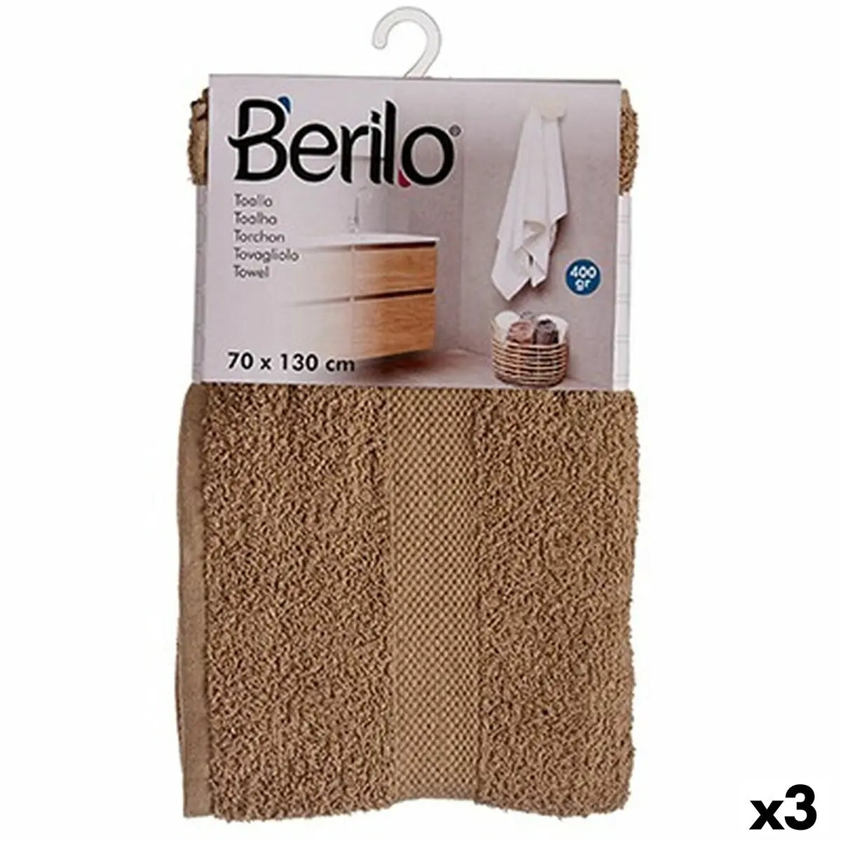 Serviette de toilette Camel 70 x 130 cm (3 Unités) Mamm