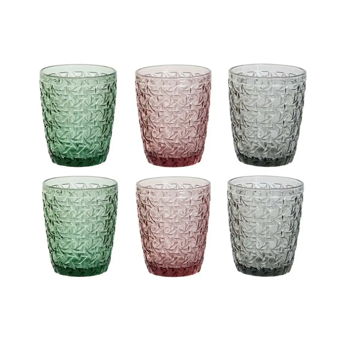 Set de Verres DKD Home Decor Vert Gris Rose Verre Avec relief 240 ml (6 Unités) Mamm