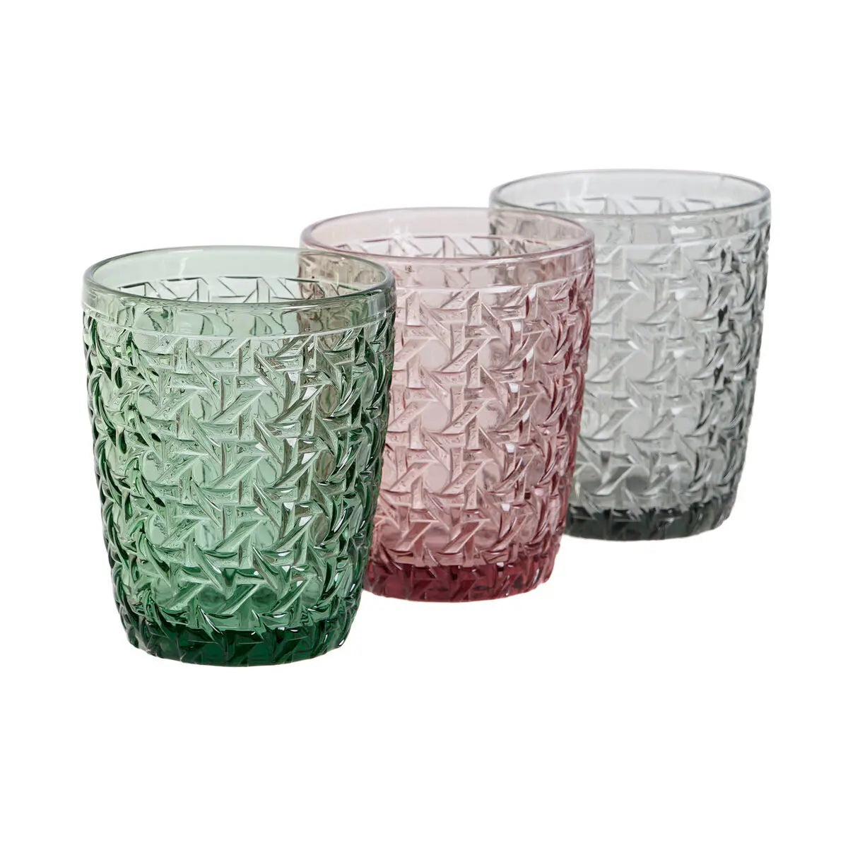 Set de Verres DKD Home Decor Vert Gris Rose Verre Avec relief 240 ml (6 Unités) Mamm
