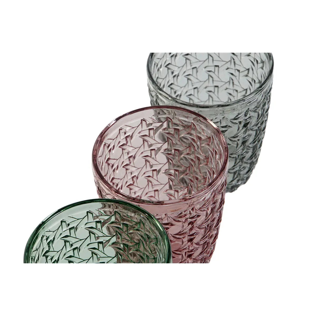 Set de Verres DKD Home Decor Vert Gris Rose Verre Avec relief 240 ml (6 Unités) Mamm
